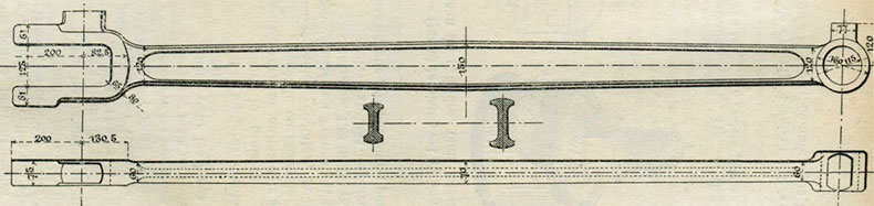 Fig. 137. - Bielle daccouplement de locomotives à grande vitesse des chemins de fer dOrléans. Daprès M. Demoulin.