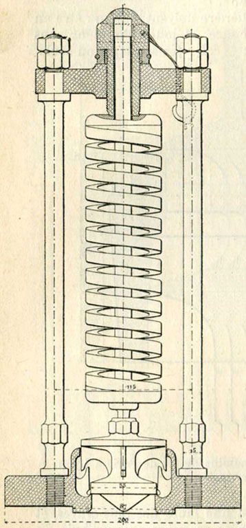 Fig. 72. - Soupape Lethuillier-Pinel des locomotives des chemins de fer de l'Ouest. (D'après M. Demoulin.)