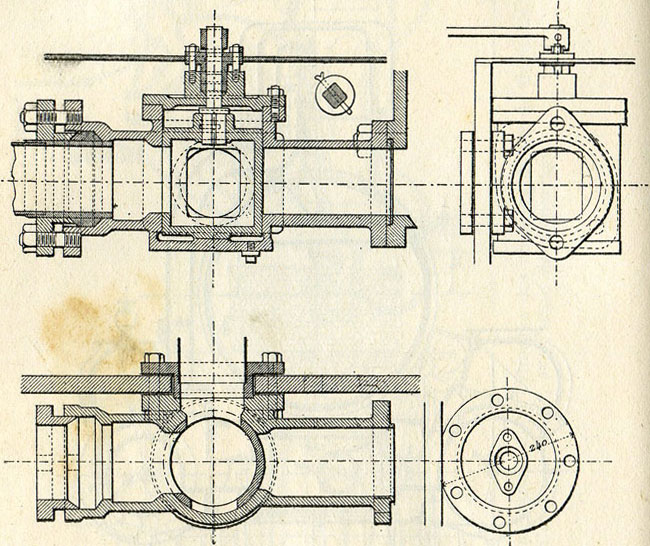 Fig. 193. - Robinet spécial d'isolement des cylindres des locomotives compound à quatre cylindres du chemin de fer du Nord.