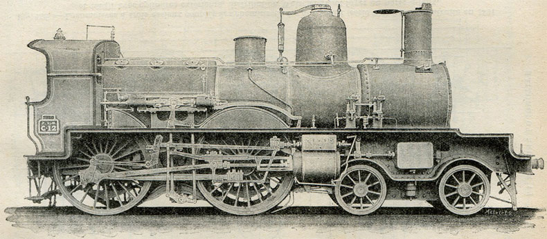 Fig. 257. - Locomotive compound à quatre cylindres et à bogie, série C 11 12, des chemins de fer de Paris à Lyon et à la Méditerranée.