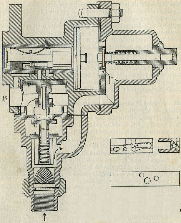 Fig. 314. - Triple valve Westinghouse à action rapide ; coupe verticale ; détails du tiroir.